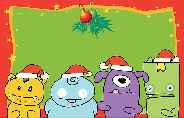 Vector illustration of Monster Christmas Party