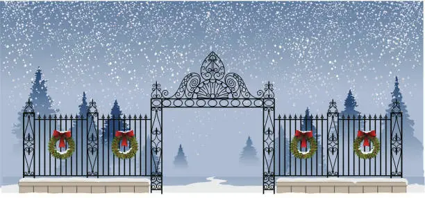 Vector illustration of Iron Gateway Christsmas Scene