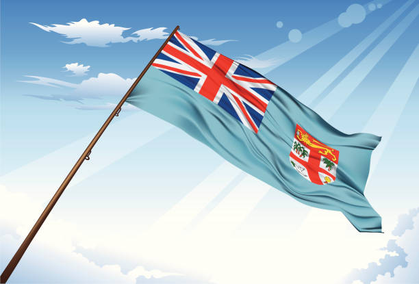 ilustraciones, imágenes clip art, dibujos animados e iconos de stock de bandera de fiyi - diminishing perspective travel locations nature business