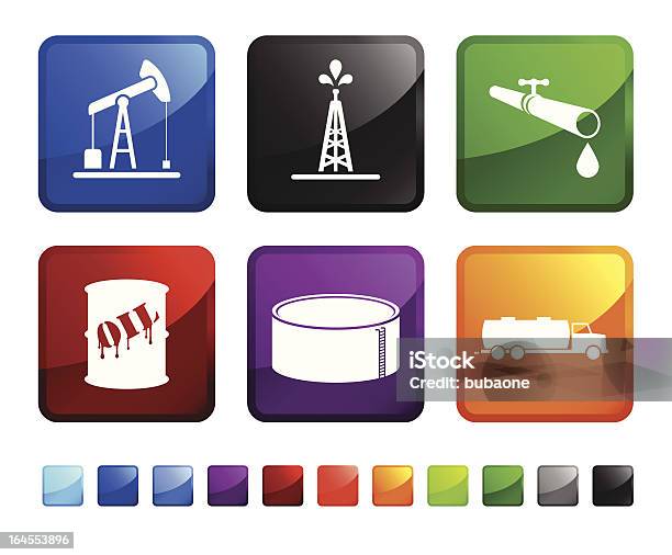 Oil Lieferung Lizenzfreie Vektor Icon Set Aufkleber Stock Vektor Art und mehr Bilder von Blau