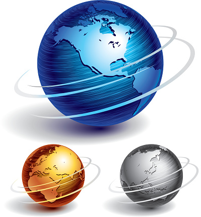 Various globes of different colors and sizes