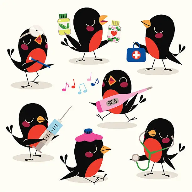 Vector illustration of Birds Medical Treatment.