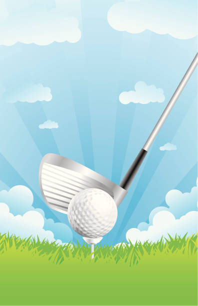 ilustrações, clipart, desenhos animados e ícones de jogue ilustração de fundo de golfe - golf ball spring cloud sun