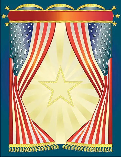 Vector illustration of American Flag Curtain