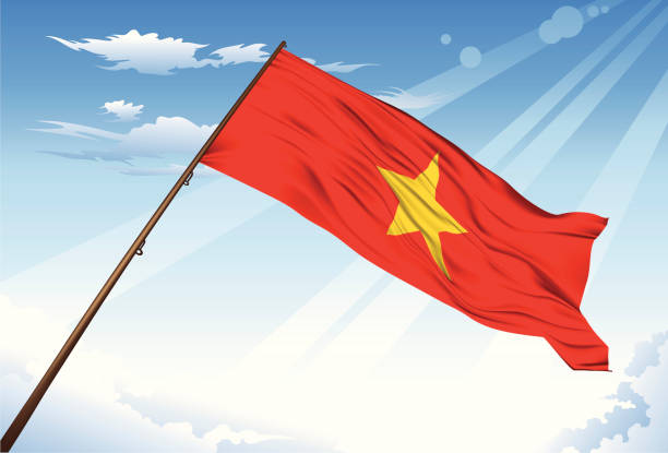 ilustraciones, imágenes clip art, dibujos animados e iconos de stock de bandera vietnamita - diminishing perspective travel locations nature business