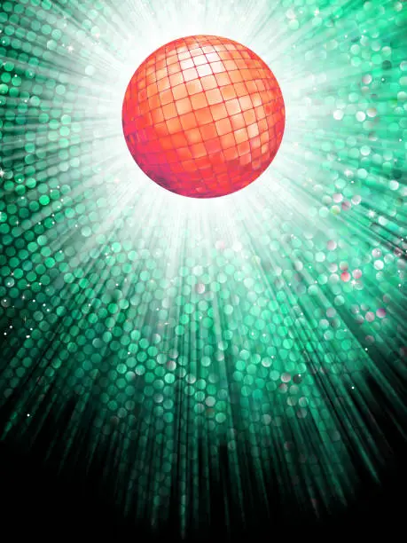 Vector illustration of Red disco ball on light mosaic detail. EPS 10