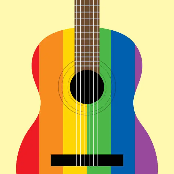 Vector illustration of Rainbow Striped Guitars