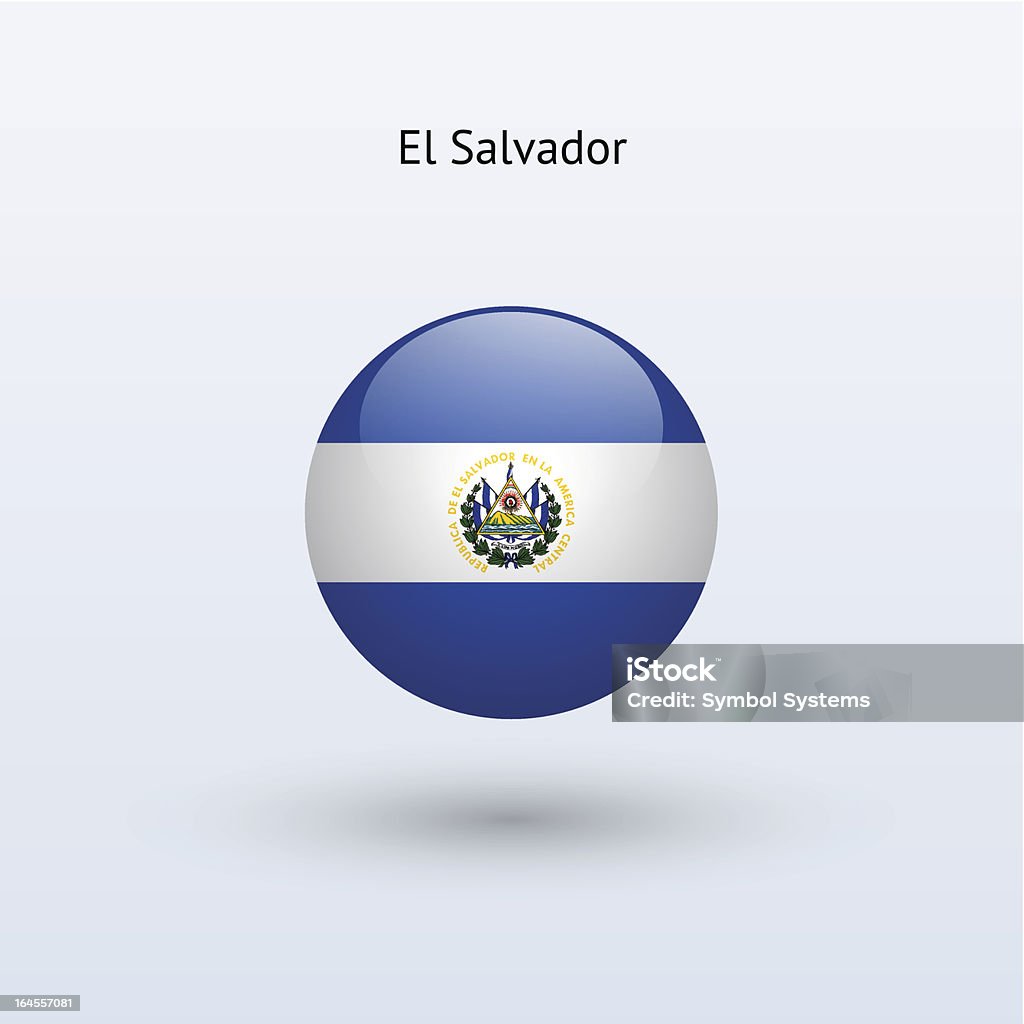 Круглый Флаг Сальвадора - Векторная графика Без людей роялти-фри