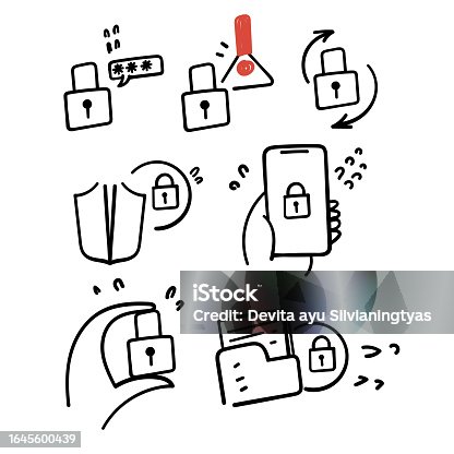 istock hand drawn doodle Set of Locks Related Vector illustration 1645600439