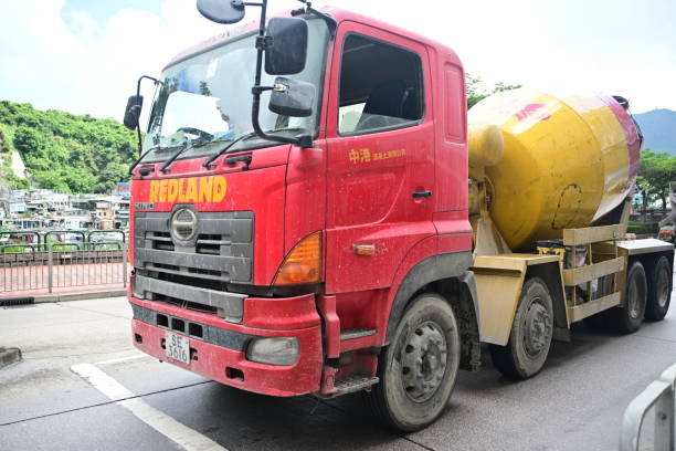 Construction Industry, Cement Truck on the road, hong kong -08/12/2023 14:54:29 +0000.