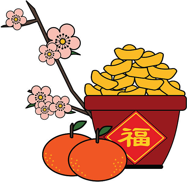 꽃송이, 주황색 및 골드 - peach fruit portion orange stock illustrations