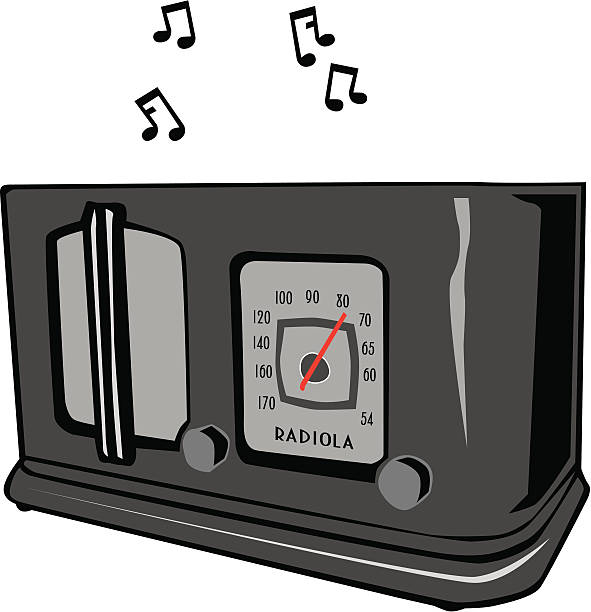 Vintage tube radio vector art illustration