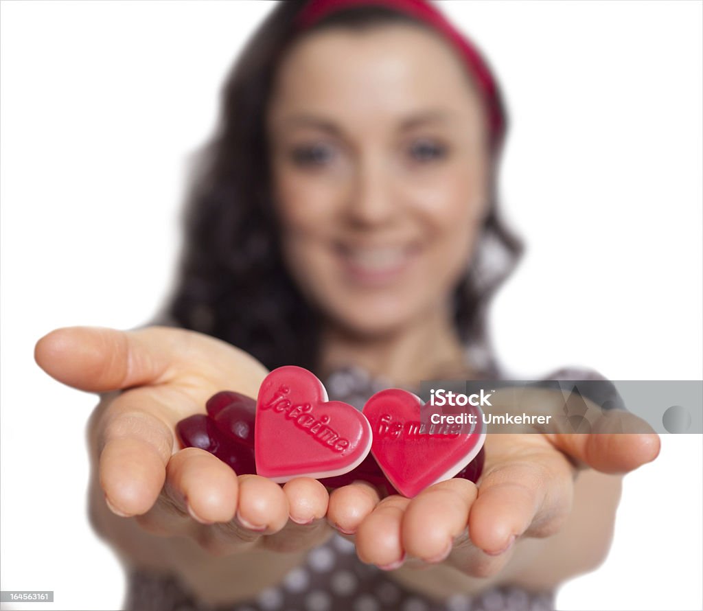 Menina com corações em suas mãos - Royalty-free Adulto Foto de stock
