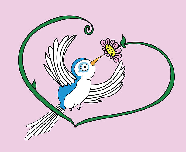 humminbird Flor de Amor - ilustração de arte em vetor