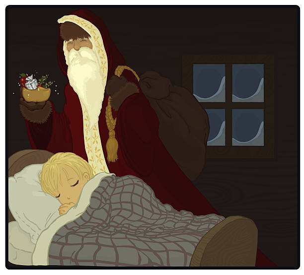 Saint Nicholas' visit vector art illustration