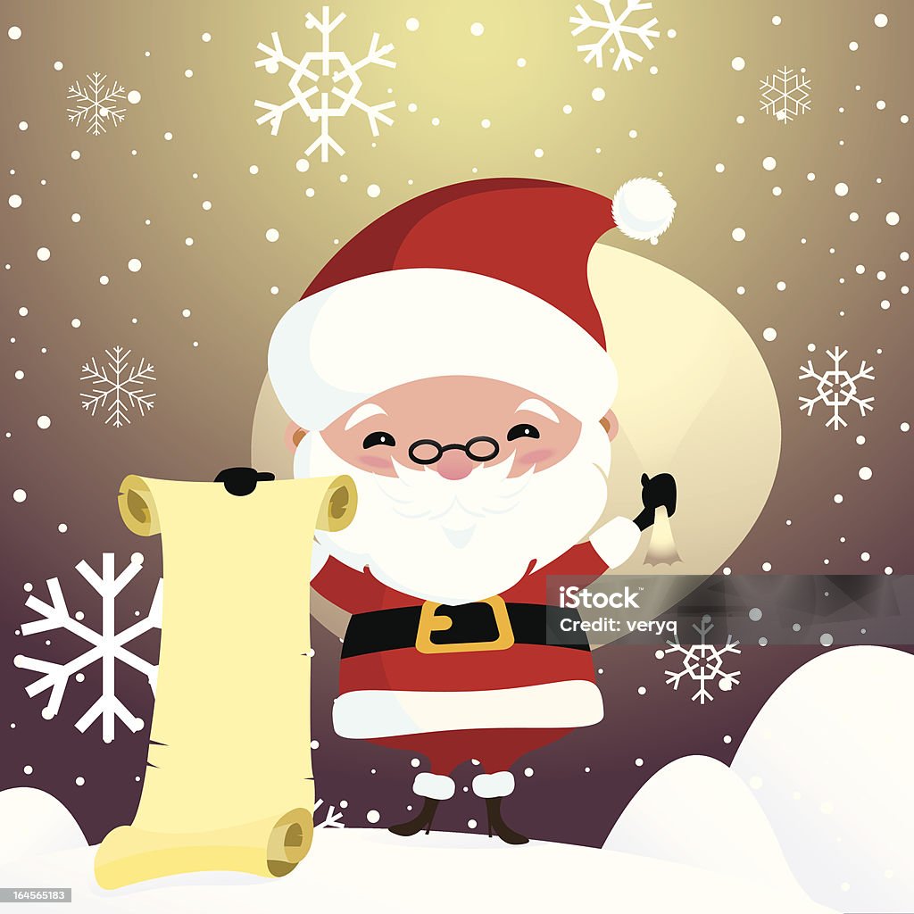 Santa Claus holding papier Parchemin et cadeaux - clipart vectoriel de Cadeau libre de droits