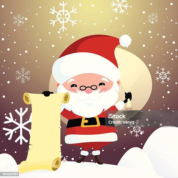 Santa Claus Holding Papier Parchemin Et Cadeaux Vecteurs libres de droits et plus d'images vectorielles de Cadeau - Cadeau, Cadeau de Noël, Carte de voeux et d'anniversaire