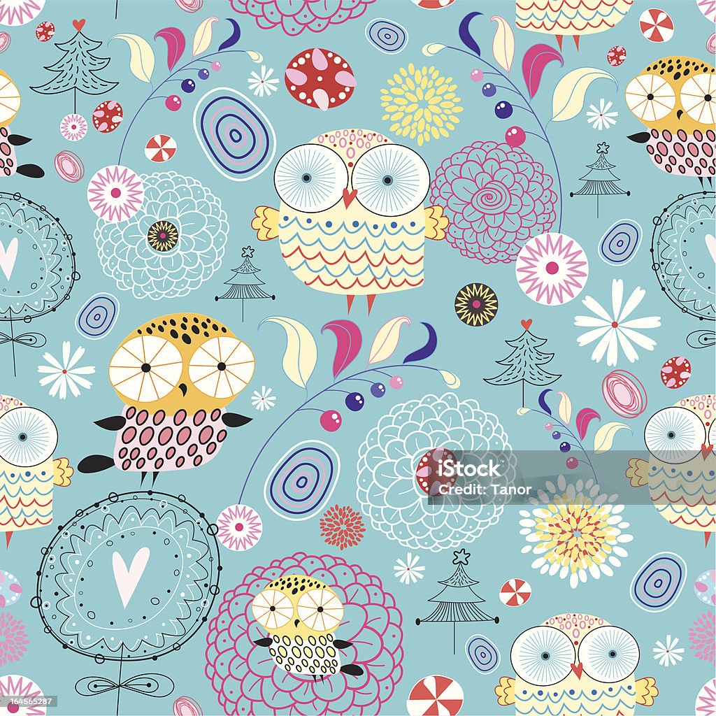 texture floreale con owls - arte vettoriale royalty-free di Animale