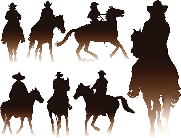 reiten - rodeo cowboy motion horse stock-grafiken, -clipart, -cartoons und -symbole