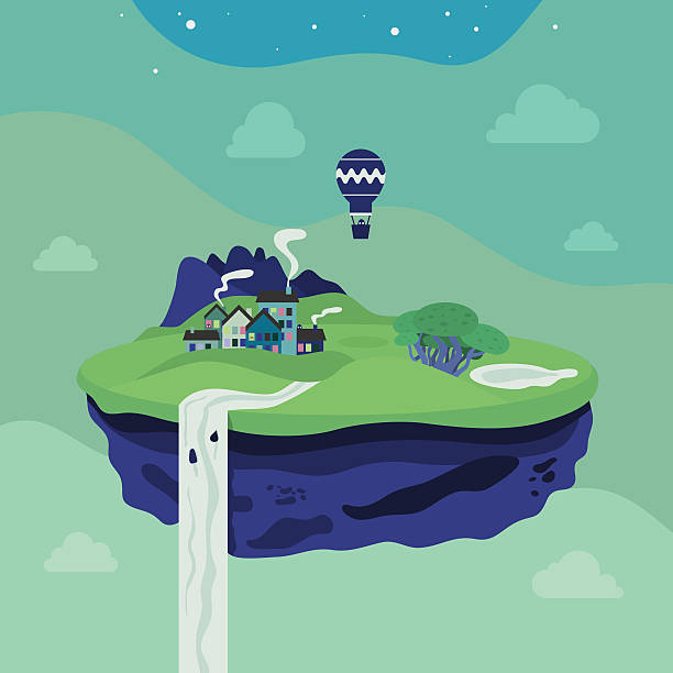 Fantasy flying island Fantasy flying island. Vector illustration. fantasy island waterfall stock illustrations