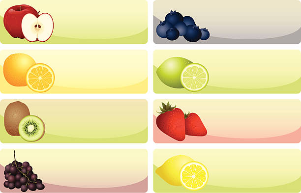 ilustrações de stock, clip art, desenhos animados e ícones de banners de frutas - freshness food serving size kiwi