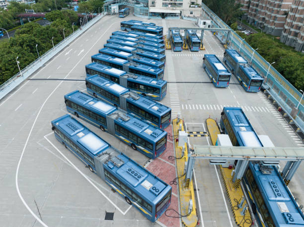 istock Public transport bus charging station 1645657425
