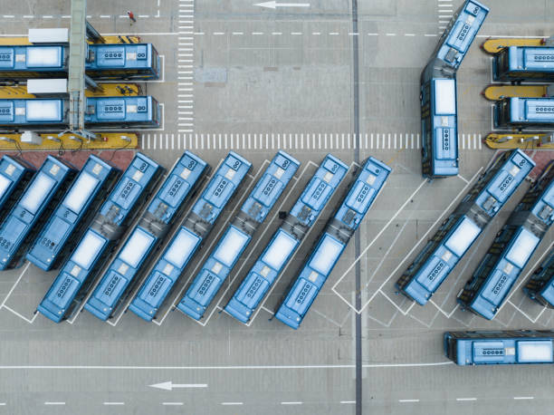 istock Public transport bus charging station 1645657427