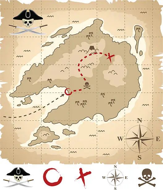 Vector illustration of Pirate map