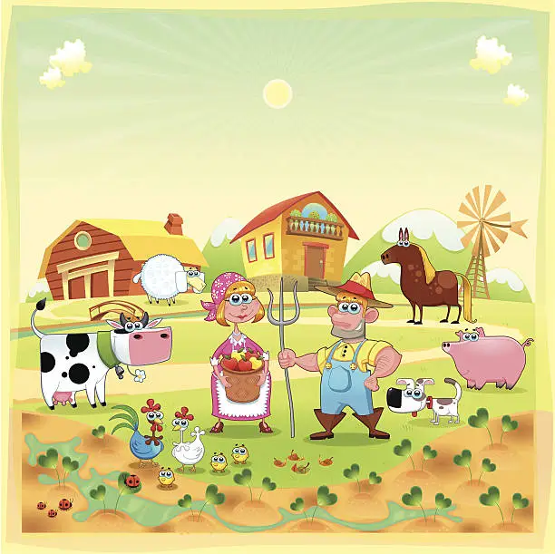 Vector illustration of Farm Family.