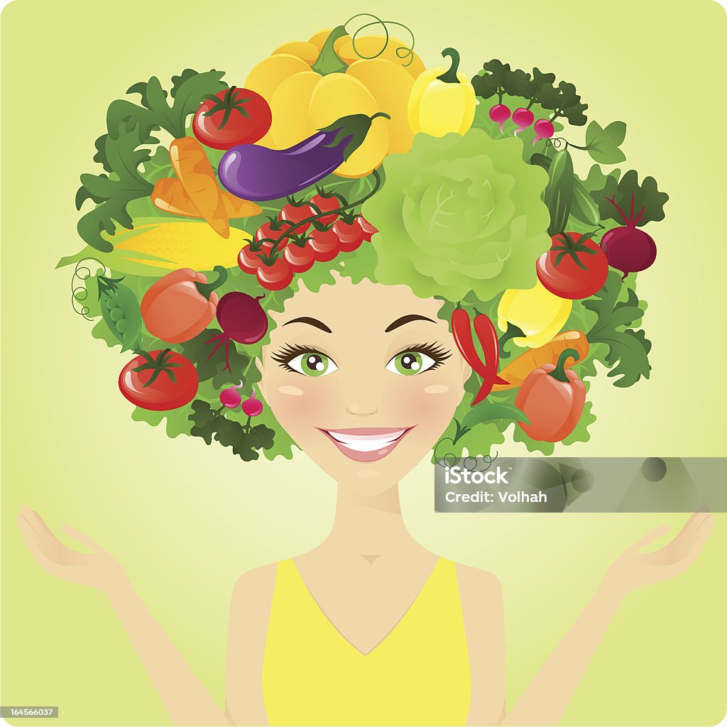 Kobieta z warzyw - Grafika wektorowa royalty-free (Bakłażan)