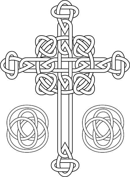 Knotted celtic cross Knotted celtic cross stencil vector illustration for web celtic cross stock illustrations