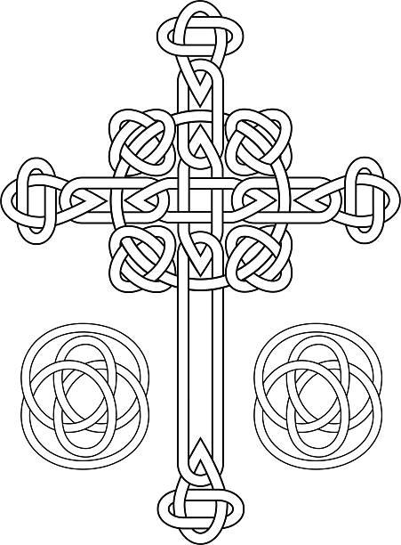 Knotted celtic cross vector art illustration