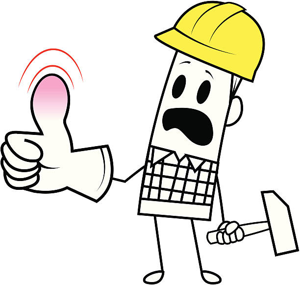 Square guy-occupational accident vector art illustration
