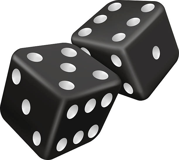 Graphic of 2 black and white dice vector art illustration