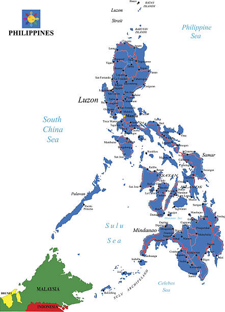 philippinen-karte - philippines map manila asia stock-grafiken, -clipart, -cartoons und -symbole
