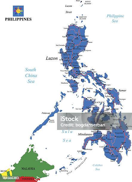 Филиппины Карта — стоковая векторная графика и другие изображения на тему Карта - Карта, Филиппины, Филиппинского происхождения