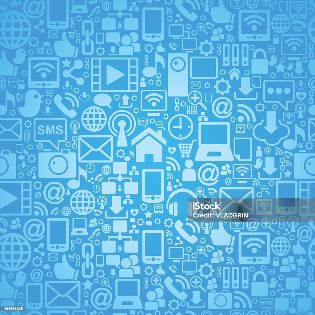 Blue and white diagram of work related icons Seamless vector background of the icons social computer network Social Media stock vector