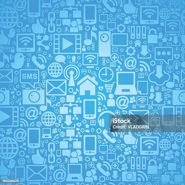 Blue And White Diagram Of Work Related Icons Stock Illustration - Download Image Now - Social Media, Pattern, Textured