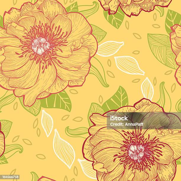 Vecteur Motif Floral Fleurs Avec Pivoines Vecteurs libres de droits et plus d'images vectorielles de Arbre en fleurs - Arbre en fleurs, Art, Art et Artisanat