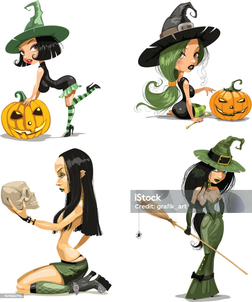 set of witches set of Halloween witches Adult stock vector