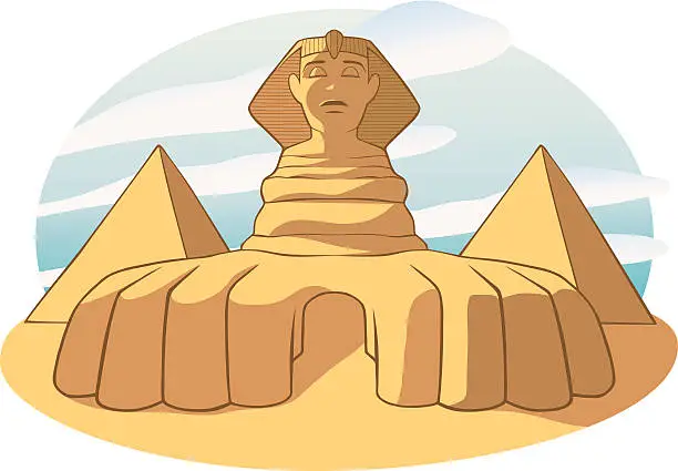 Vector illustration of The Sphinx and Pyramids - Egypt