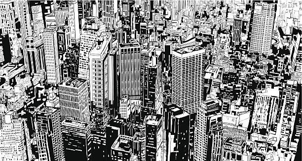 istock Fictional modern city with skyscrapers and street 164566982