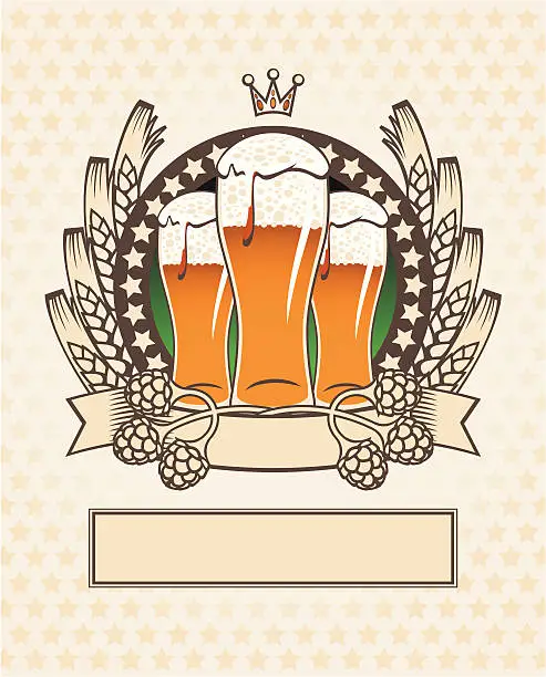 Vector illustration of three glasses of beer