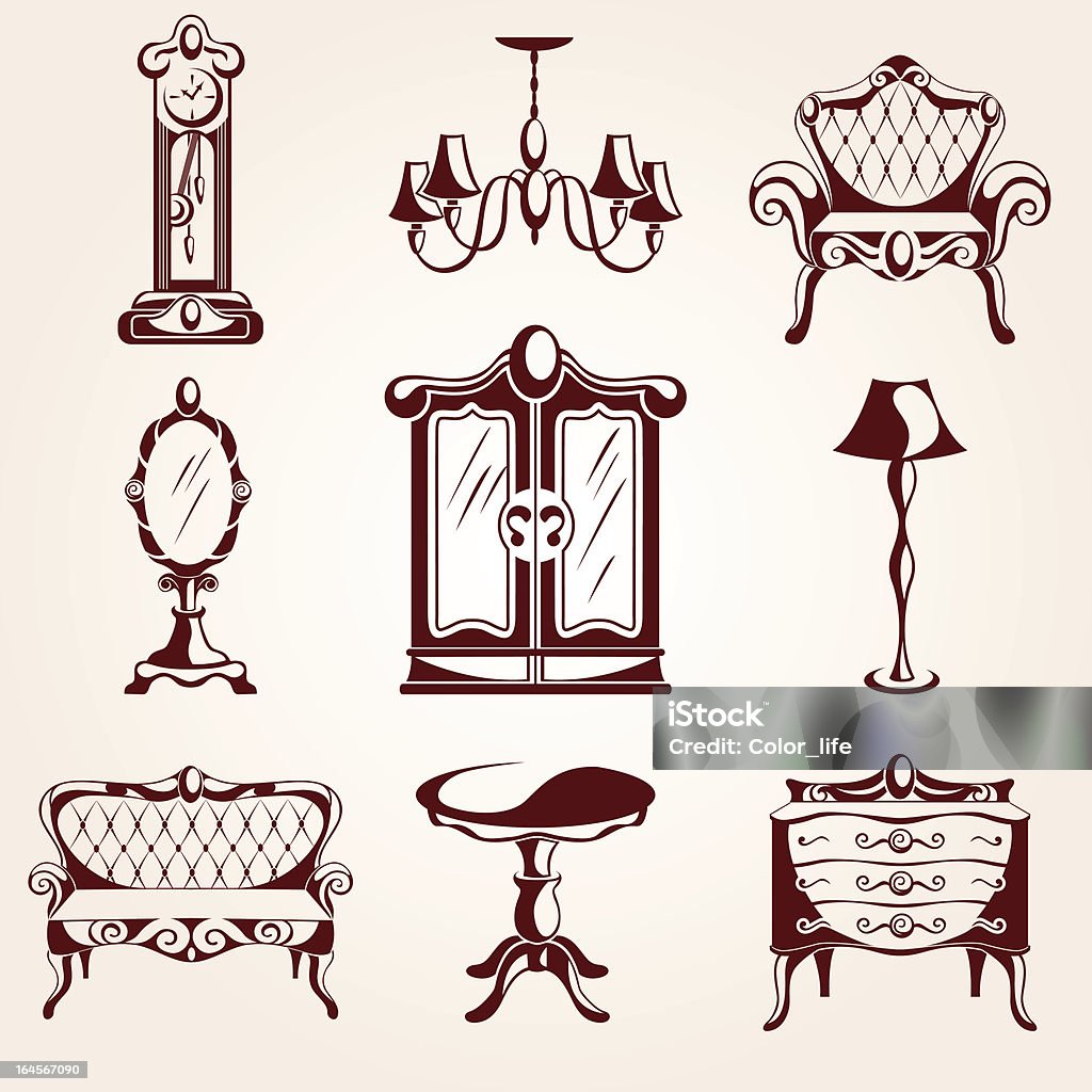 Icone di mobili - arte vettoriale royalty-free di Divano