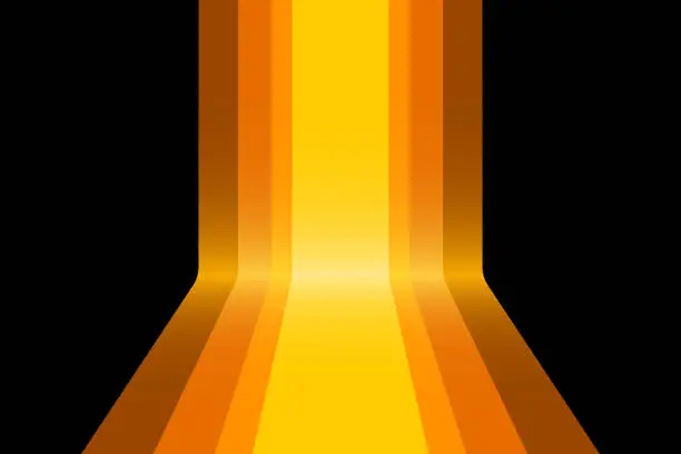 Vector illustration of 3d brown and orange stripe path perspective vector abstract background. Flow down robbon display backdrop luxury style.
