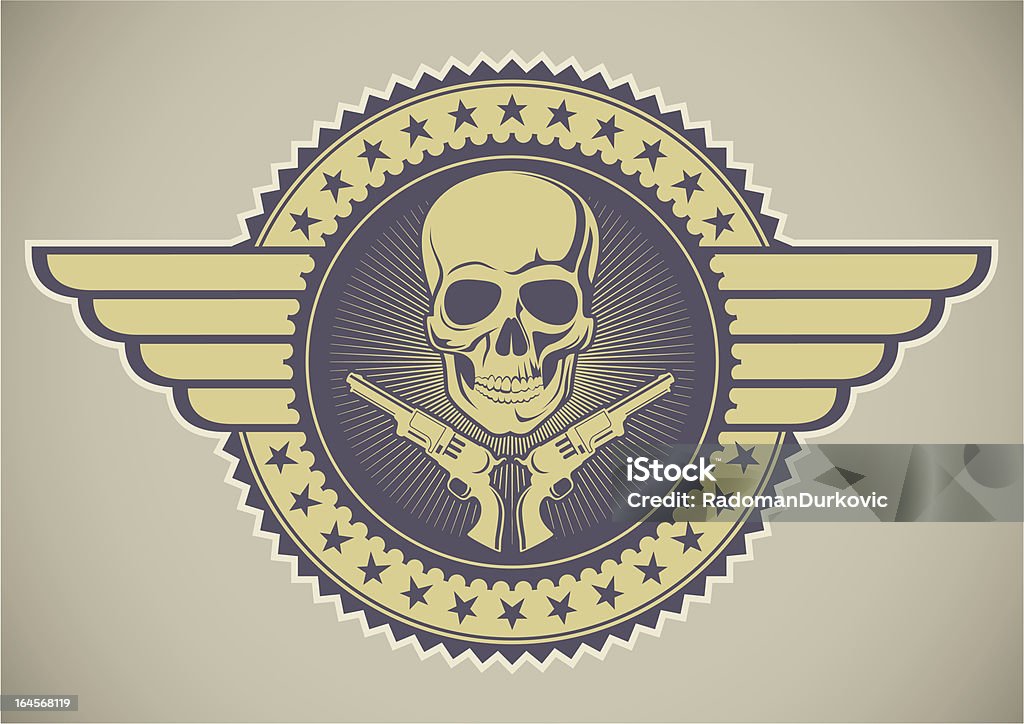 Retro crest con cráneo y armas. - arte vectorial de Arma libre de derechos