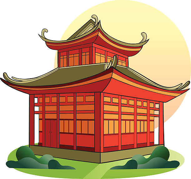 chinese pagoda - havra illüstrasyonlar stock illustrations