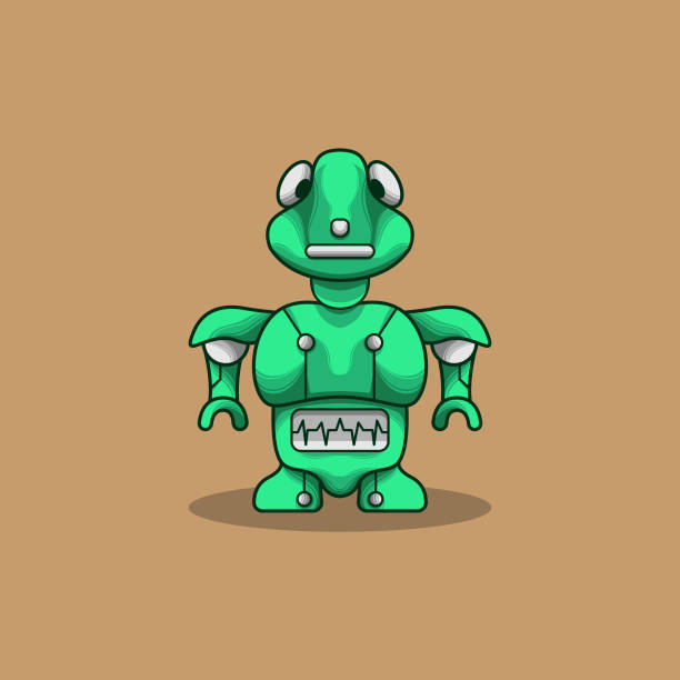 ilustraciones, imágenes clip art, dibujos animados e iconos de stock de lindo simple rana mecha robot mascota personaje - robot manga style cute characters