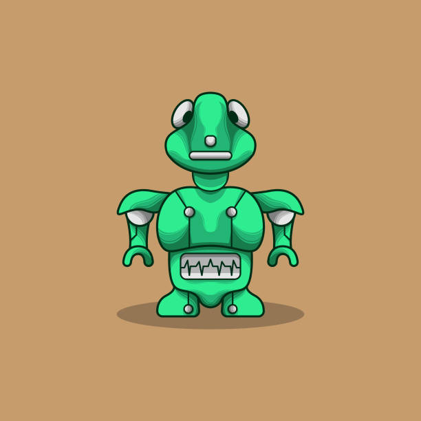 ilustrações, clipart, desenhos animados e ícones de bonito simples sapo mecha robô personagem mascote - robot manga style cute characters