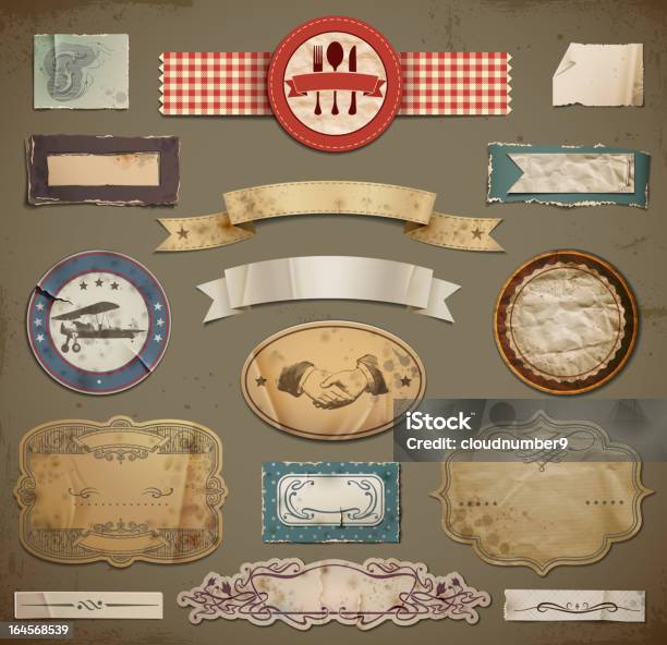 Vintage And Retro Design Elements Stock Illustration - Download Image Now - Old-fashioned, Retro Style, Airplane